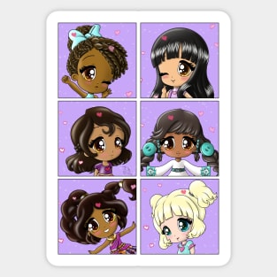 Diverse Girls Chibi Sticker